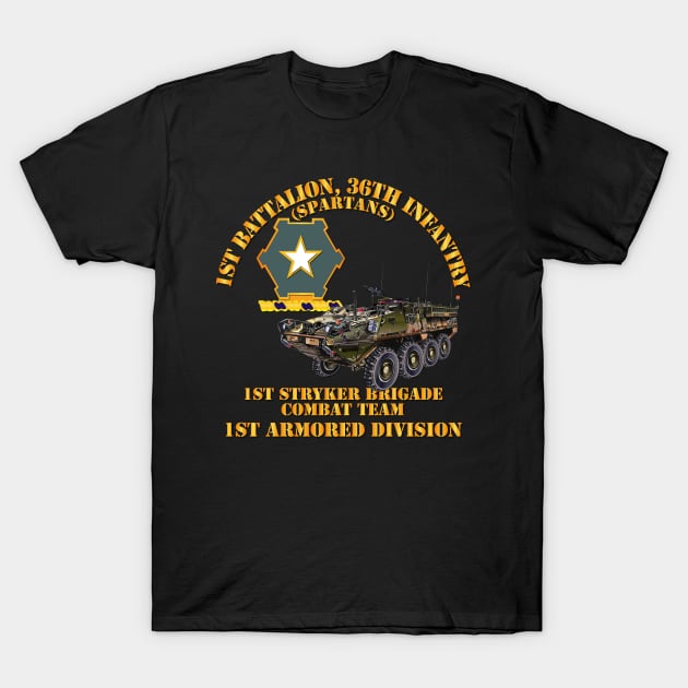 1st Bn 36th Infantry -  1st Stryker Bde Cbt Tm - 1st AR Div T-Shirt by twix123844